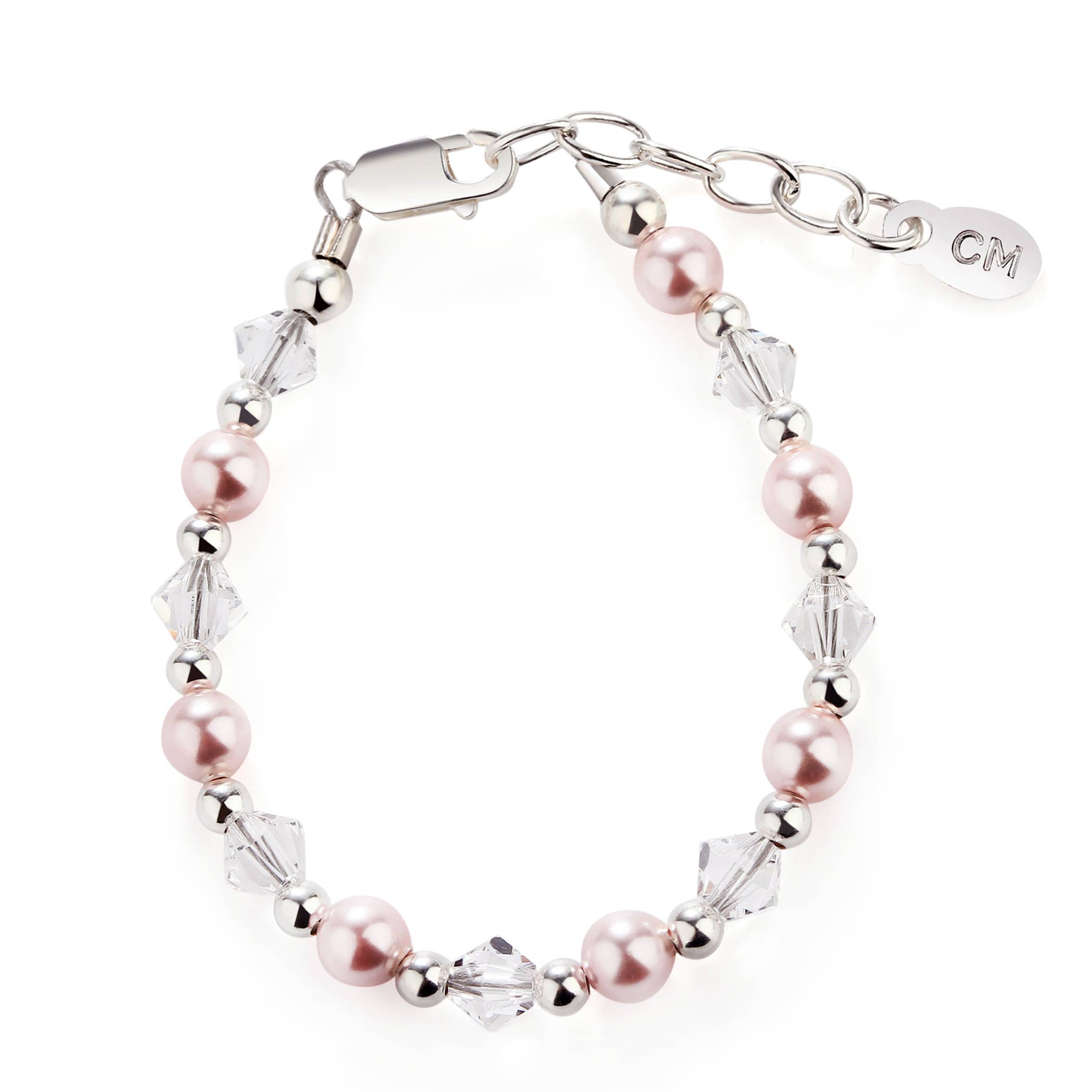 Cherished Moments - Kid's Sterling Silver Pink Pearl Baby & Children's Bracelet