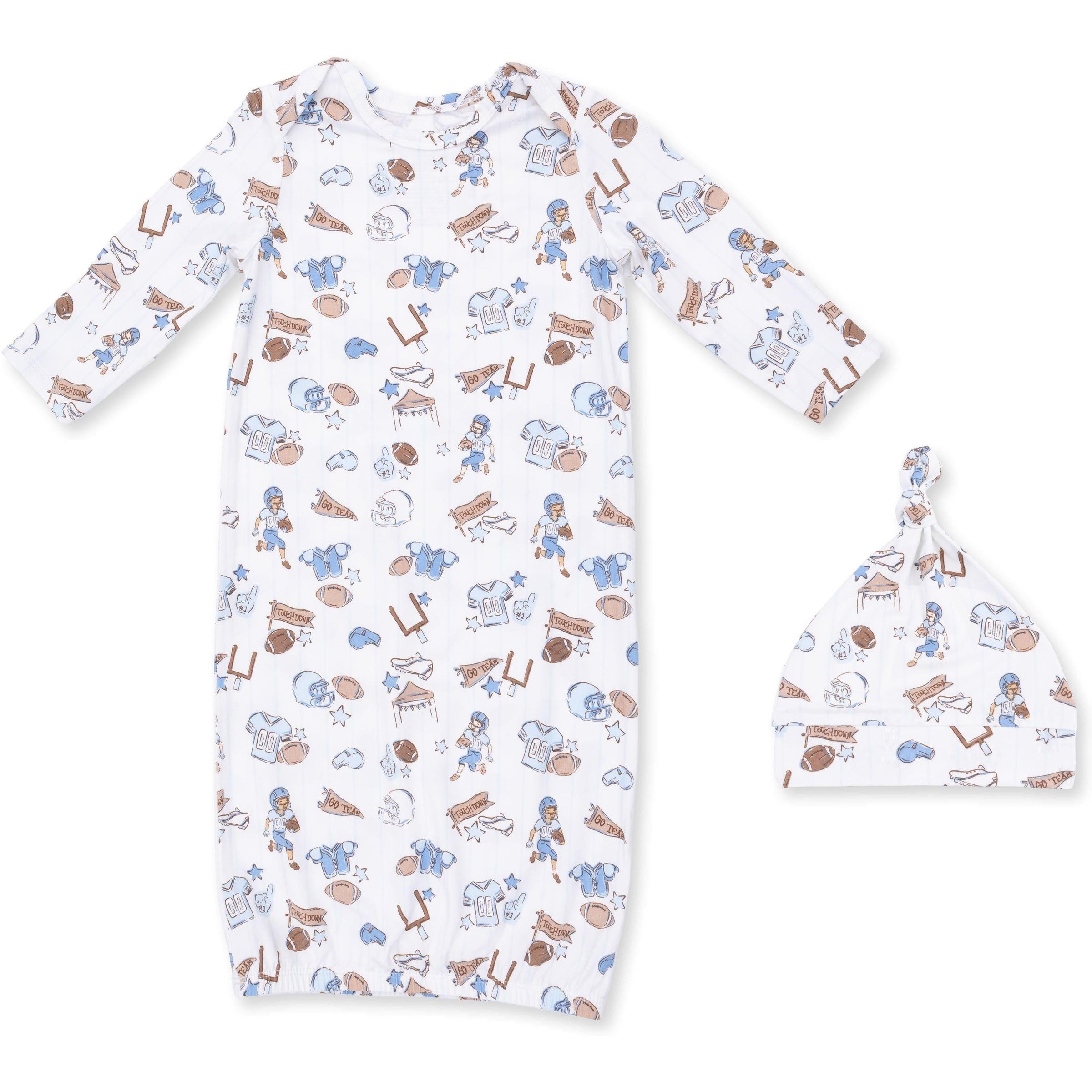 Angel Dear Football Nursery Lap Shoulder Gown & Knotted Hat