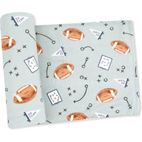 Angel Dear Touchdown Time Grey Mist Swaddle Blanket