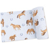 Angel Dear Horses Blue Swaddle Blanket
