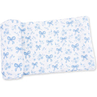 Angel Dear Blue Bows & Flowers Swaddle Blanket