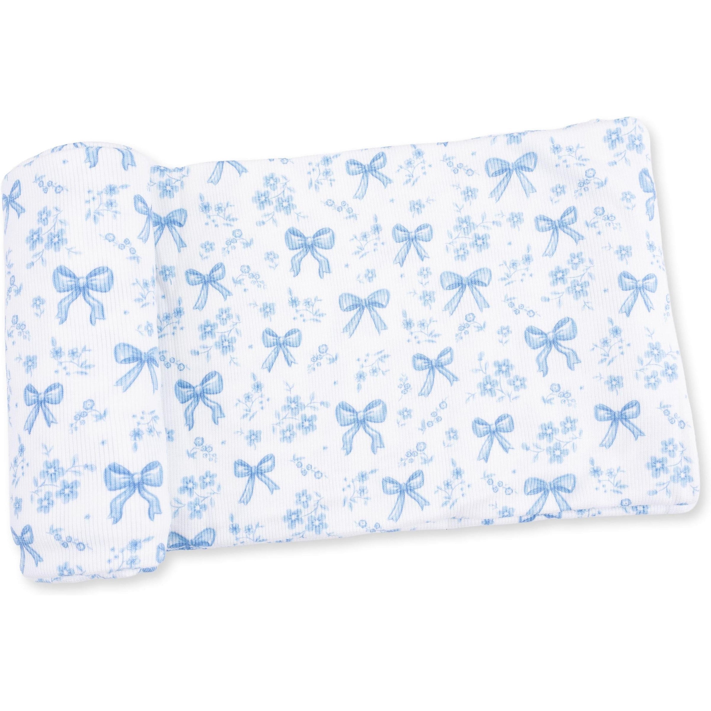 Angel Dear Blue Bows & Flowers Swaddle Blanket