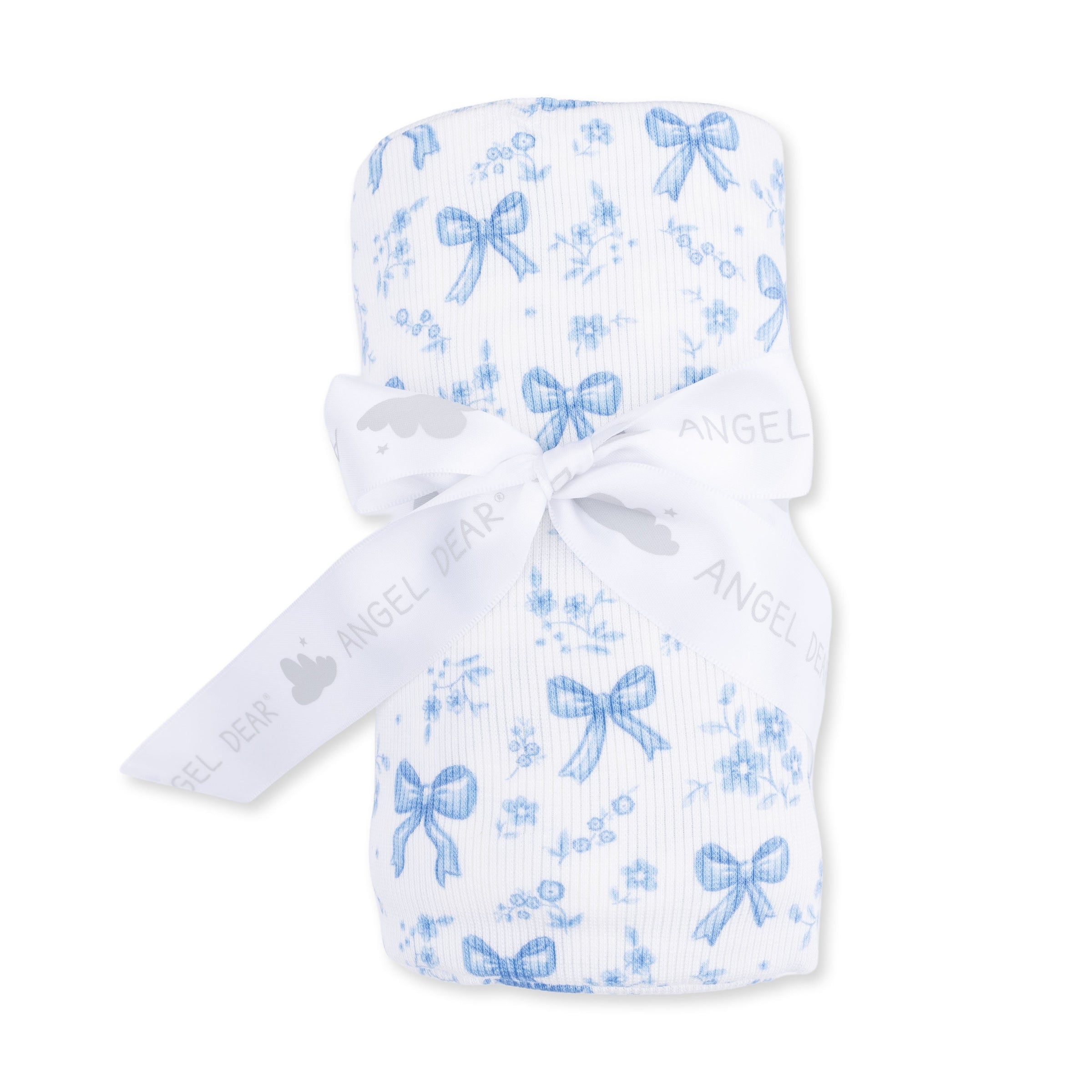 Angel Dear Blue Bows & Flowers Swaddle Blanket
