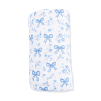 Angel Dear Blue Bows & Flowers Swaddle Blanket