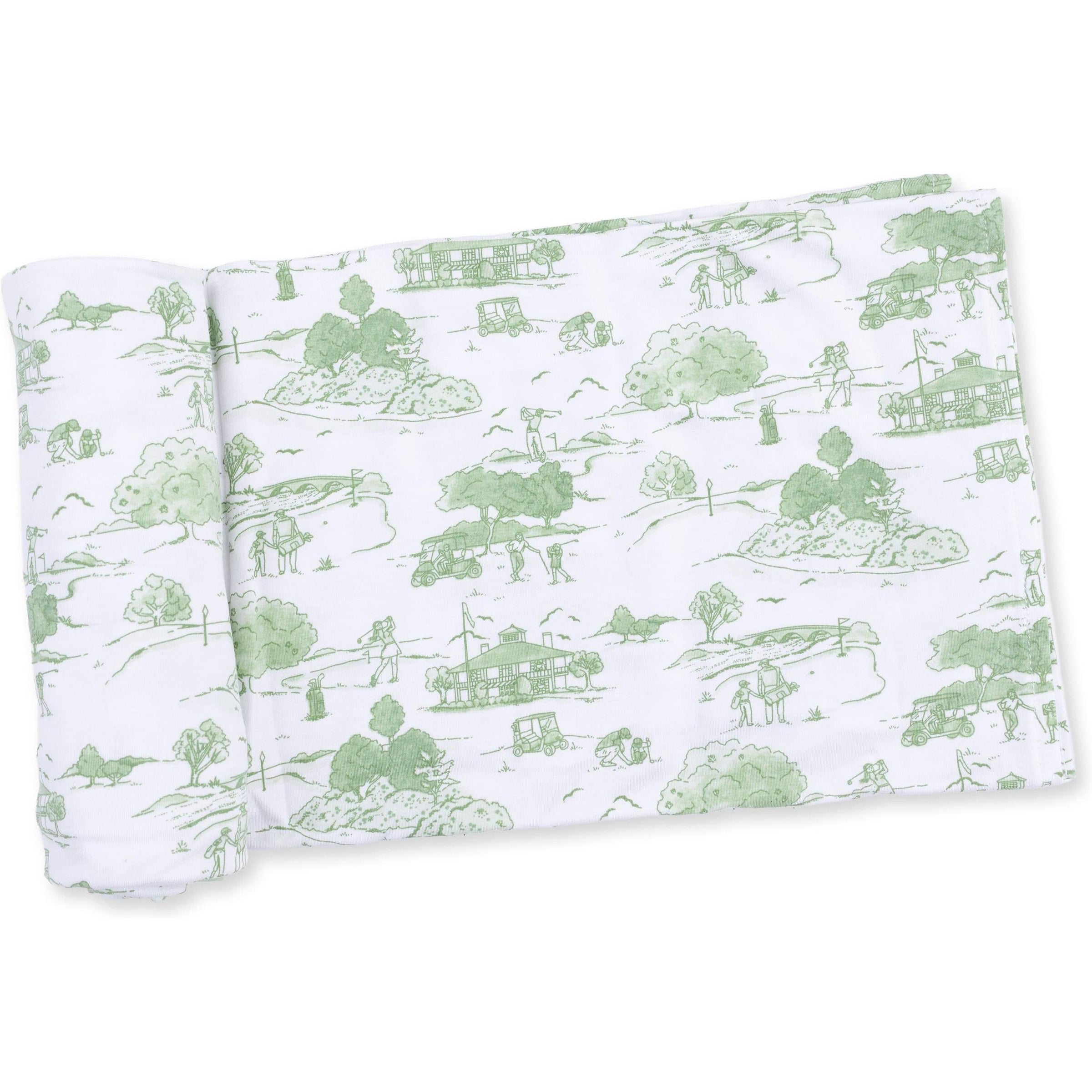 Angel Dear Golf Toile Green Swaddle Blanket