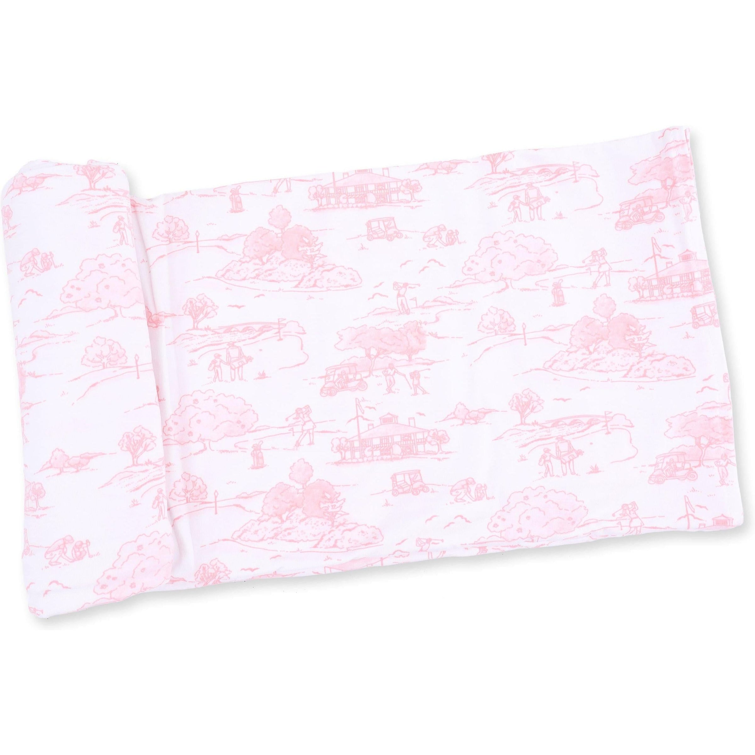 Angel Dear Golf Toile Pink Swaddle Blanket