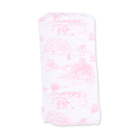 Angel Dear Golf Toile Pink Swaddle Blanket