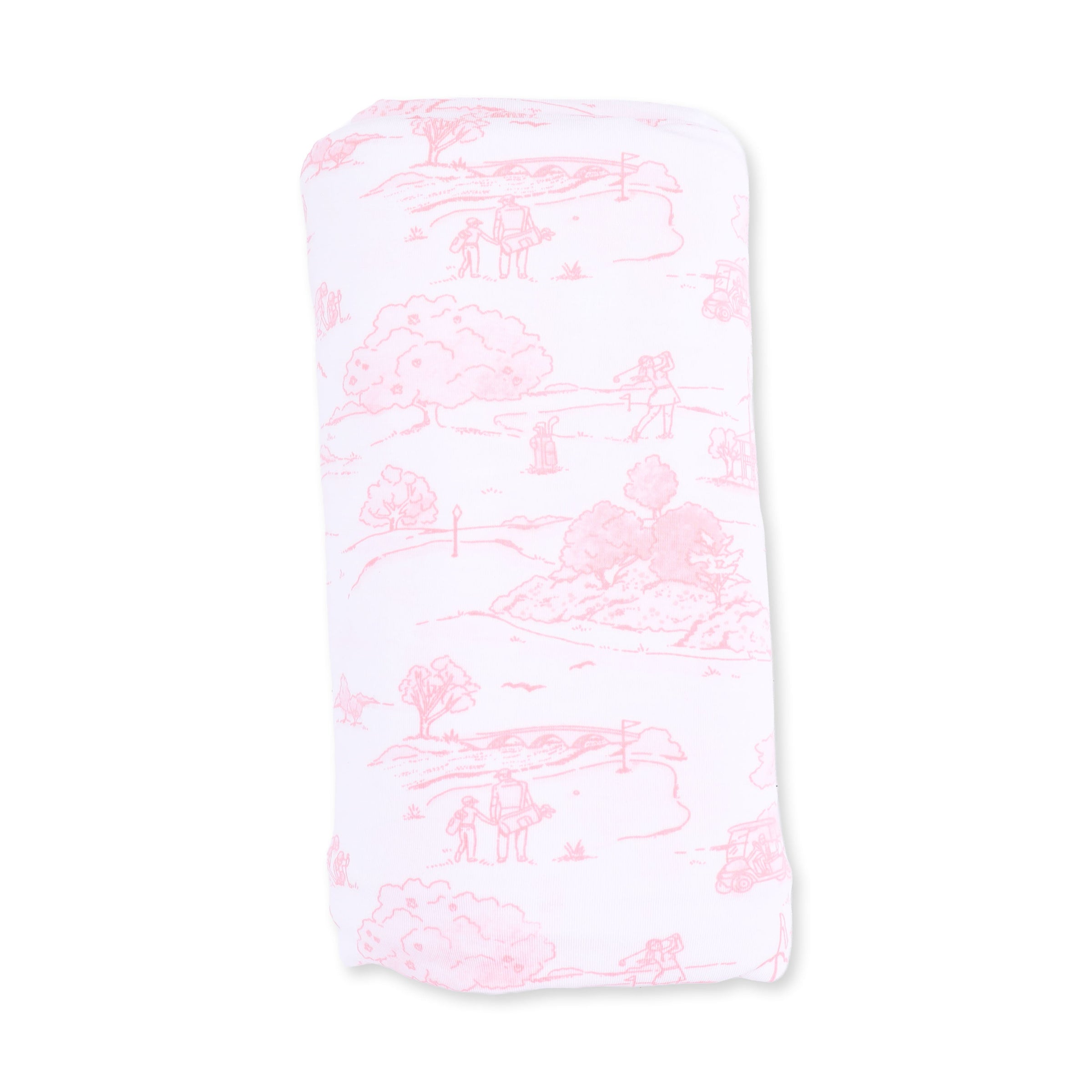 Angel Dear Golf Toile Pink Swaddle Blanket