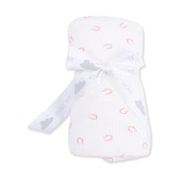 Angel Dear Little Horseshoes Pink Swaddle Blanket