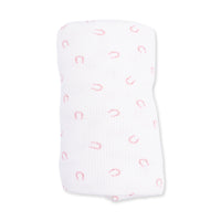 Angel Dear Little Horseshoes Pink Swaddle Blanket
