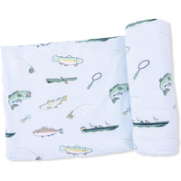 Angel Dear Fishing Swaddle Blanket