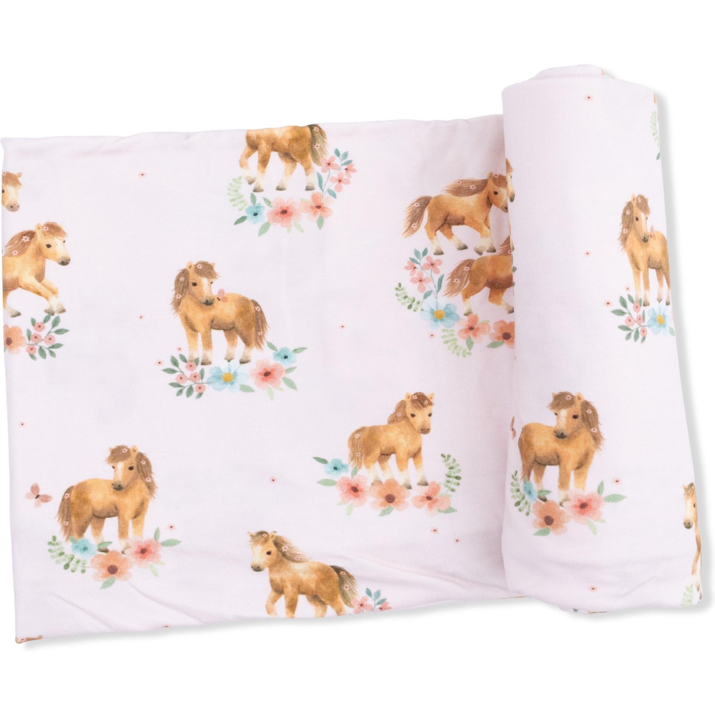 Angel Dear Pink Ponies Swaddle Blanket