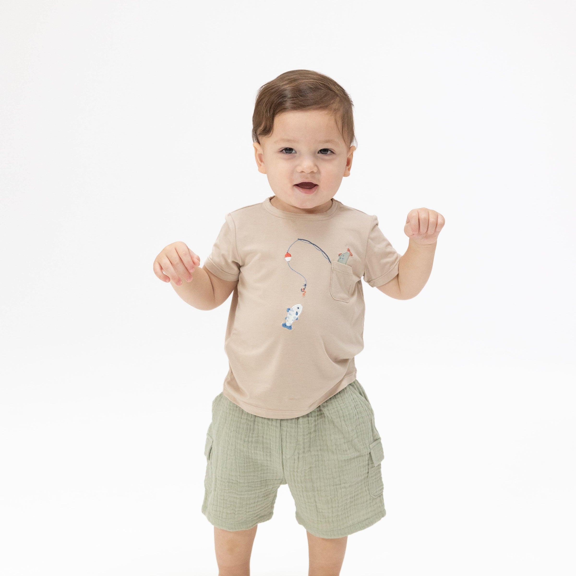 Angel Dear Gone Fishing Crew Neck Tee with Cargo Short