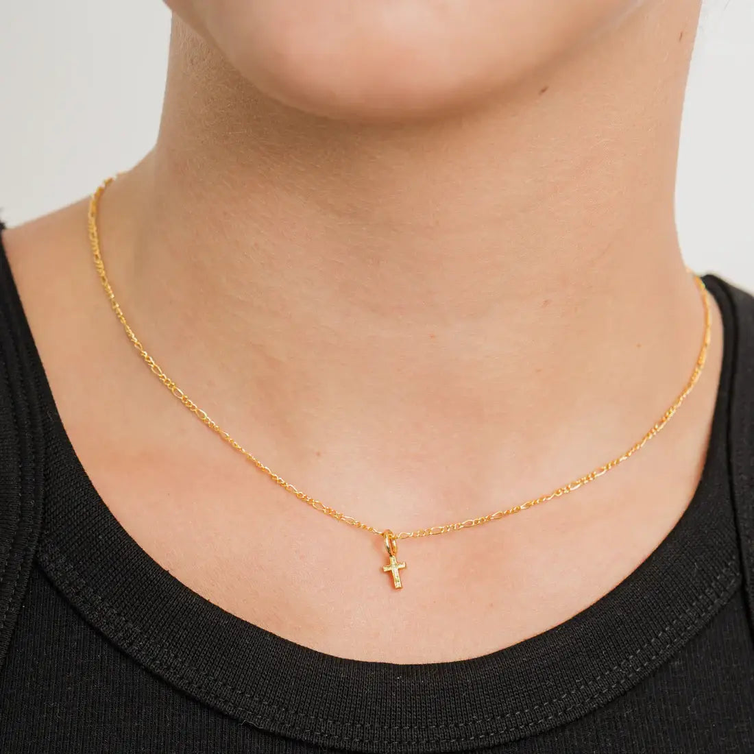 Brenda Grands Jewelry - 24K Gold Dainty Cross Pendant Necklace
