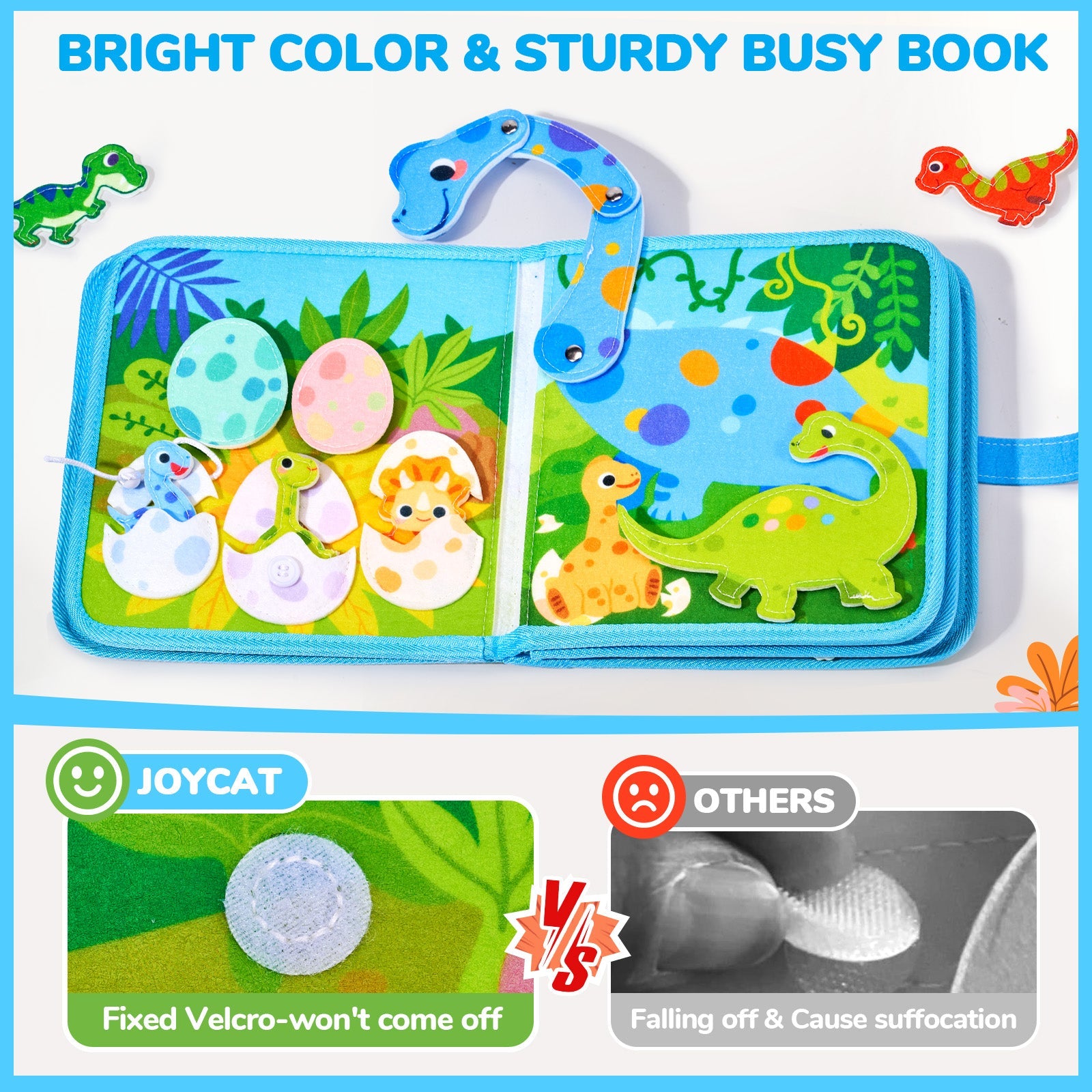 JoyCat 15-in-1 Dinosaur Friends Montessori Busy Book