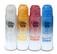 The Pencil Grip Glitter Stix, Mess Free Glitter, Red, Gold, Silver & Blue, Set of 4