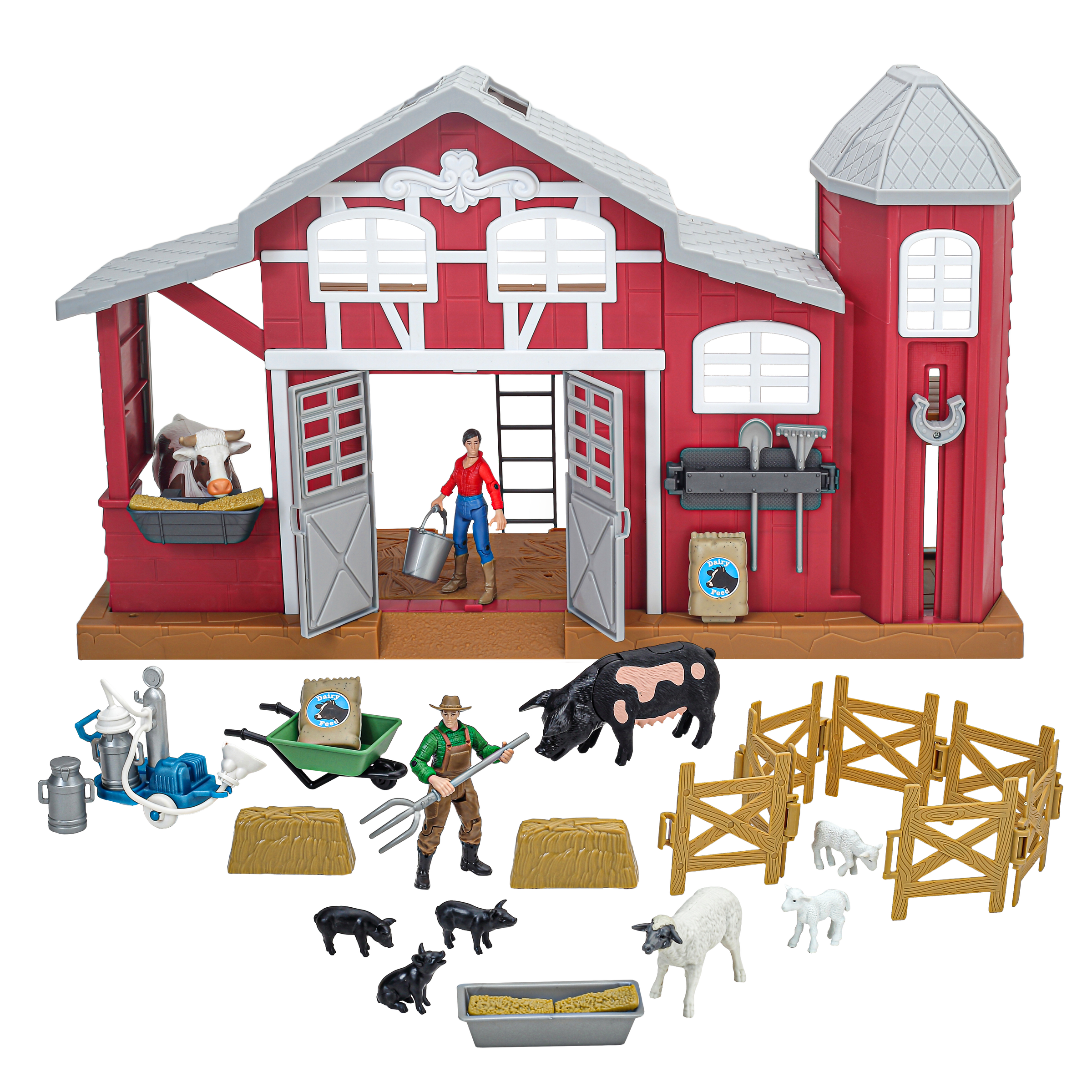 Big Country Toys 38-Piece Dairy Barn Playset