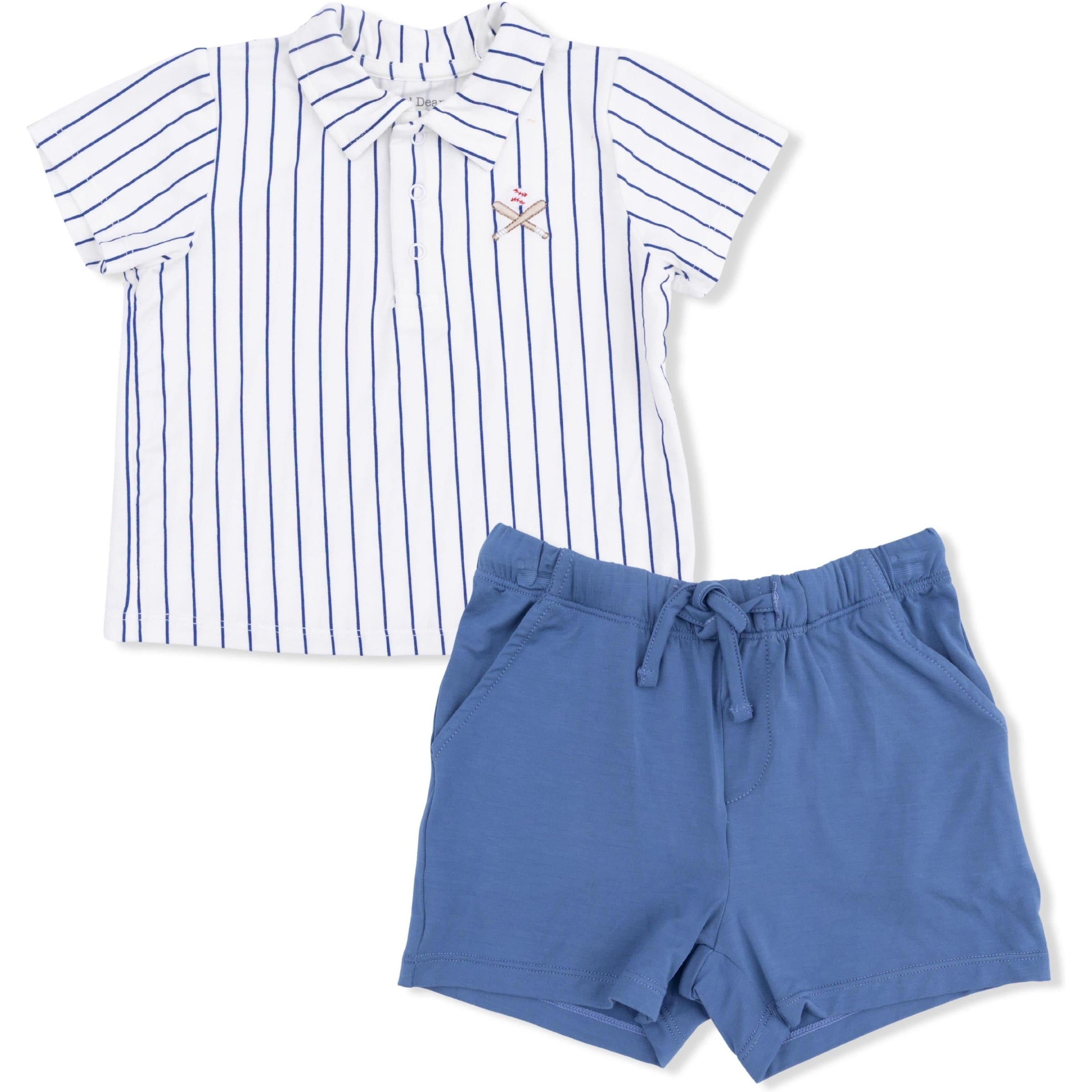Angel Dear Baseball Stripe Polo with Everyday Short