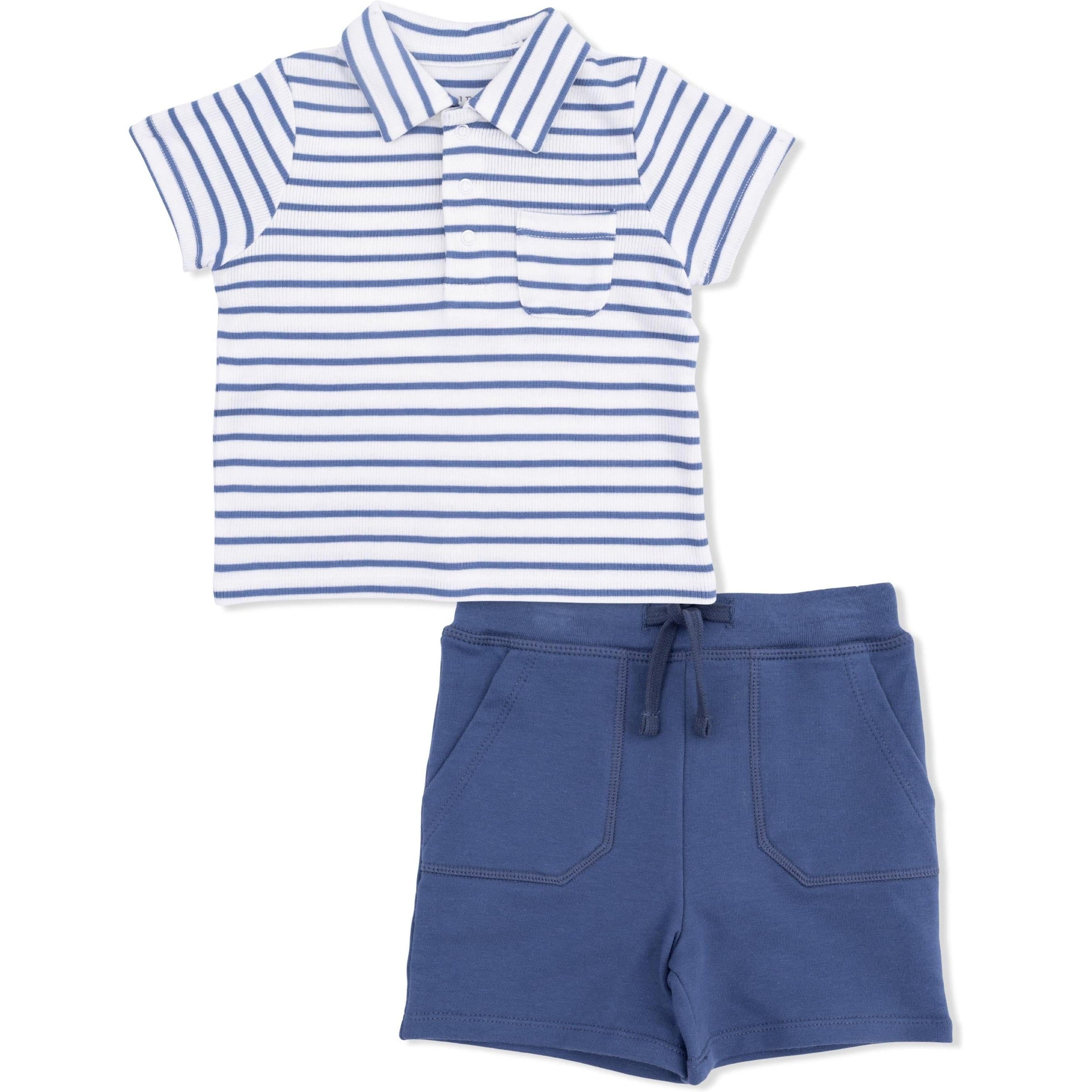 Angel Dear Navy Stripe Polo with Everyday Short