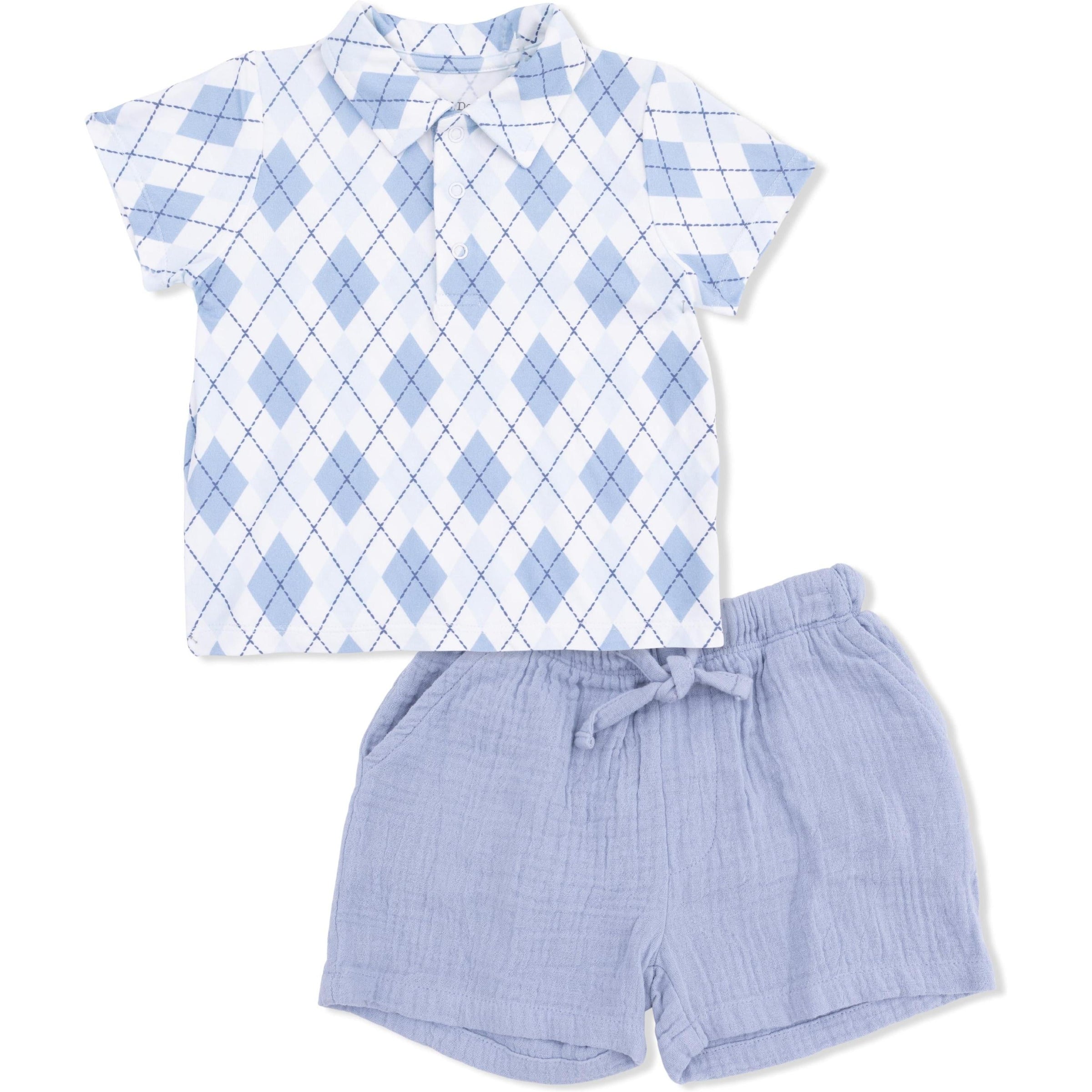 Angel Dear Blue Argyle Polo with Casual Short