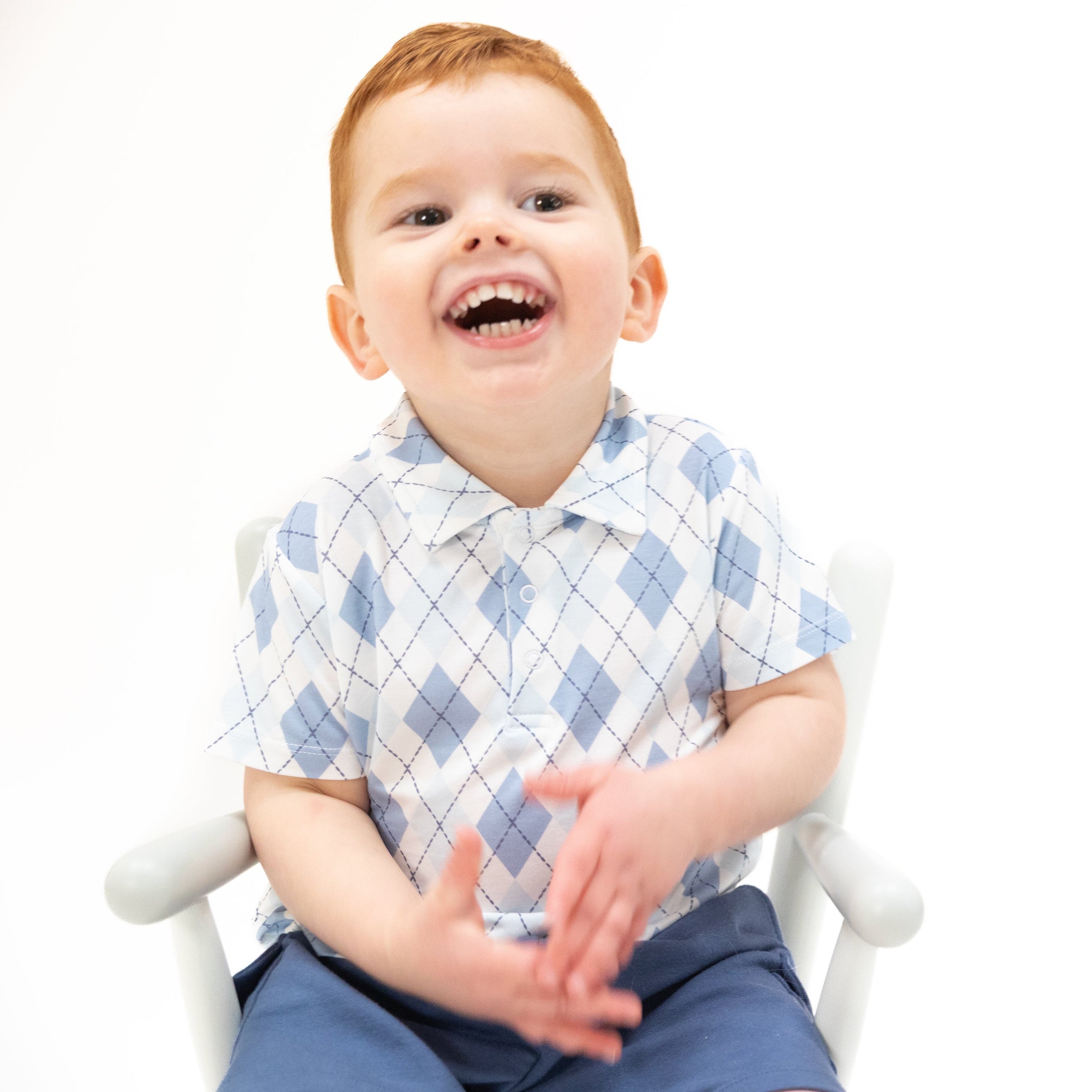 Angel Dear Blue Argyle Polo with Casual Short