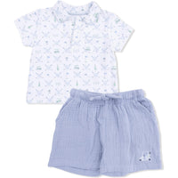 Angel Dear Golf Trellis Blue Polo with Casual Short