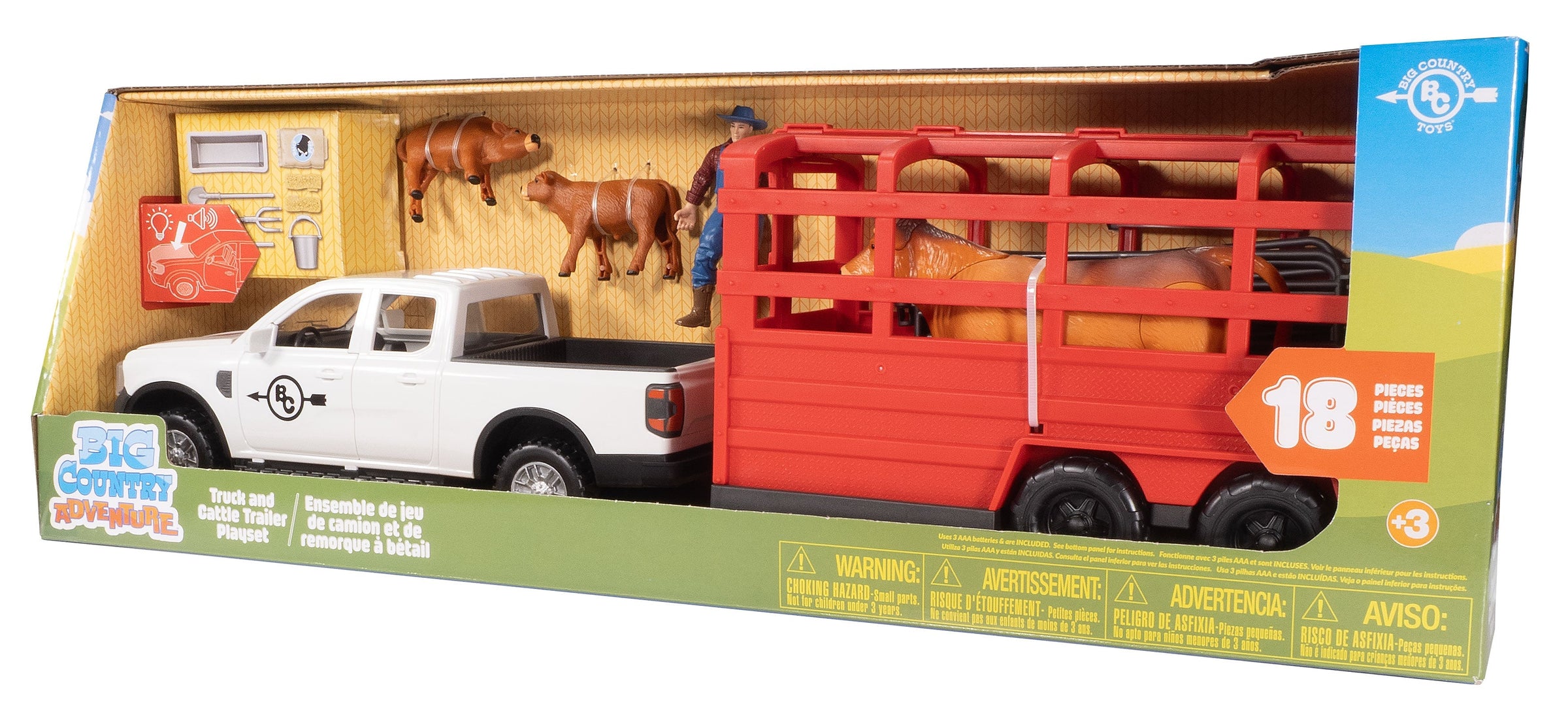 Big Country Toys Adventure 18-Piece Truck & Cattle Trailer Playset