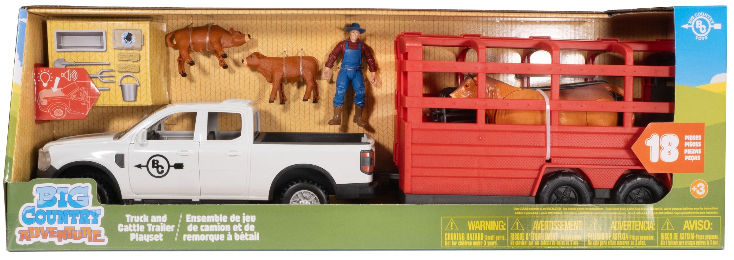Big Country Toys Adventure 18-Piece Truck & Cattle Trailer Playset
