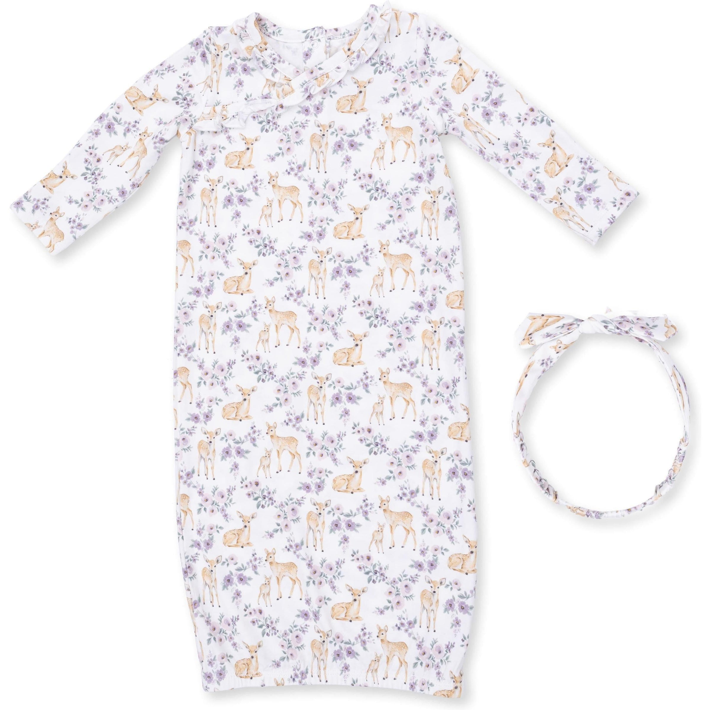 Angel Dear Floral Deer Kimono Gown & Knot Headband