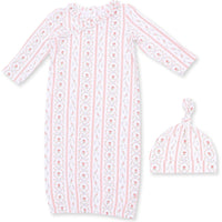 Angel Dear Marnie Rosebud Stripe Kimono Gown & Knotted Hat