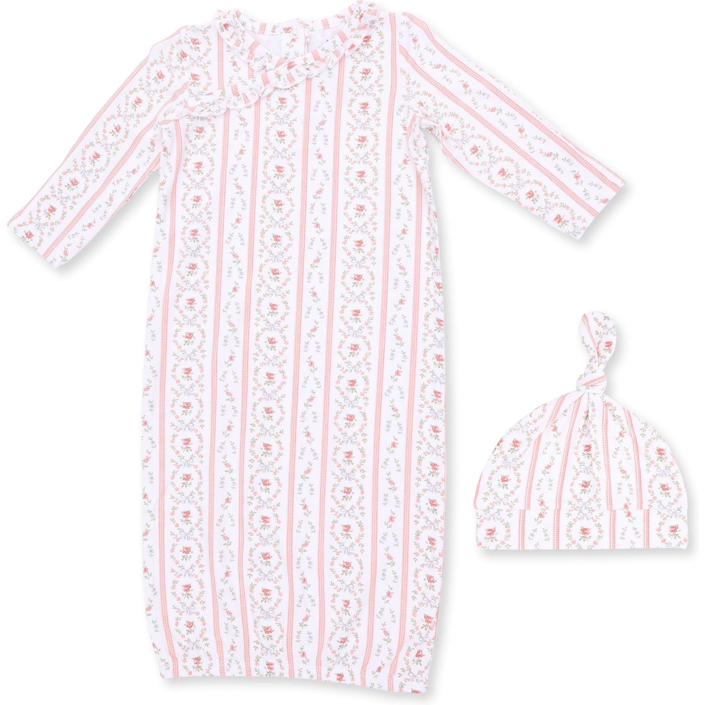 Angel Dear Marnie Rosebud Stripe Kimono Gown & Knotted Hat