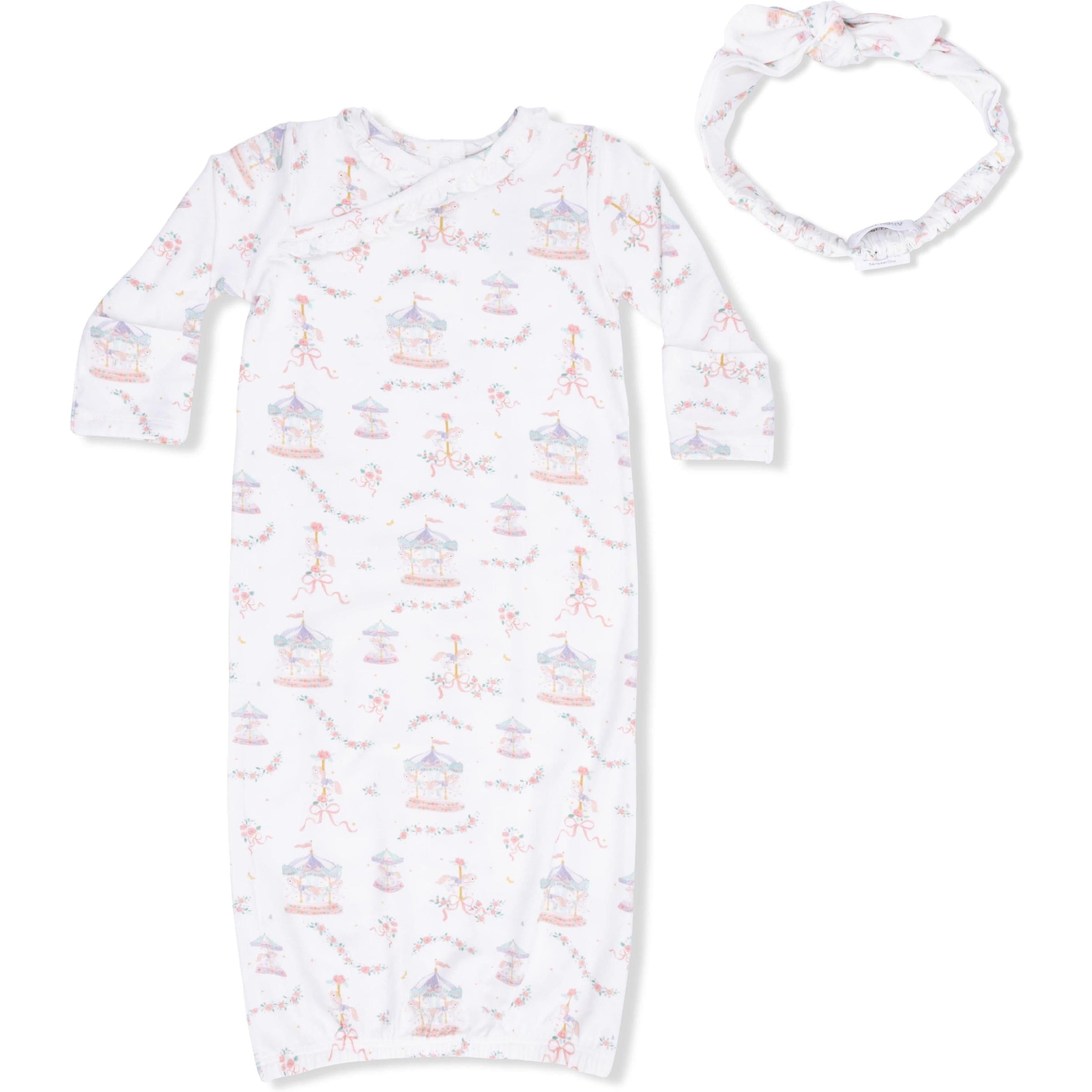 Angel Dear Carousel with Bows Kimono Gown & Knot Headband