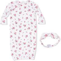 Angel Dear Pink Rosettes Kimono Gown & Knot Headband