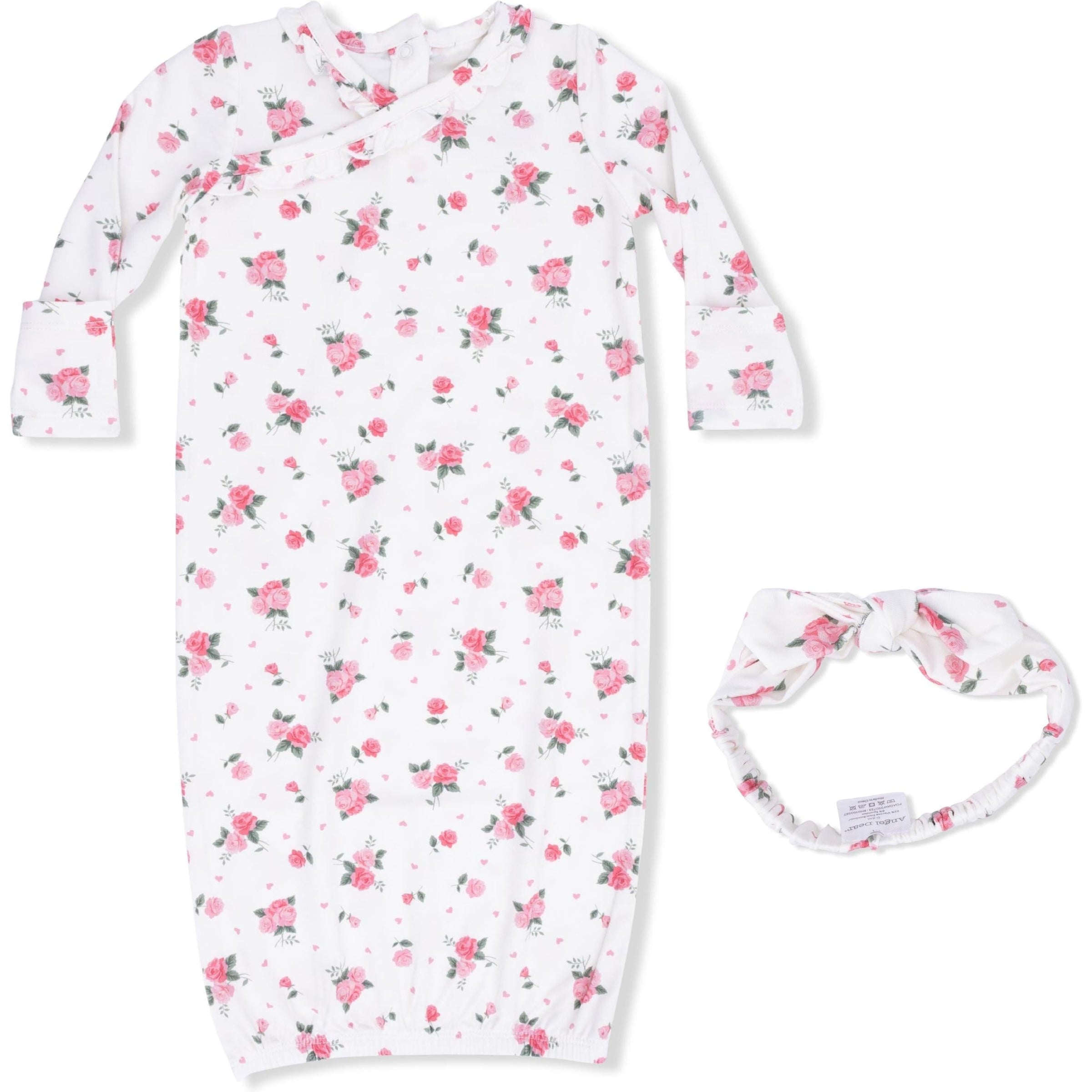 Angel Dear Pink Rosettes Kimono Gown & Knot Headband