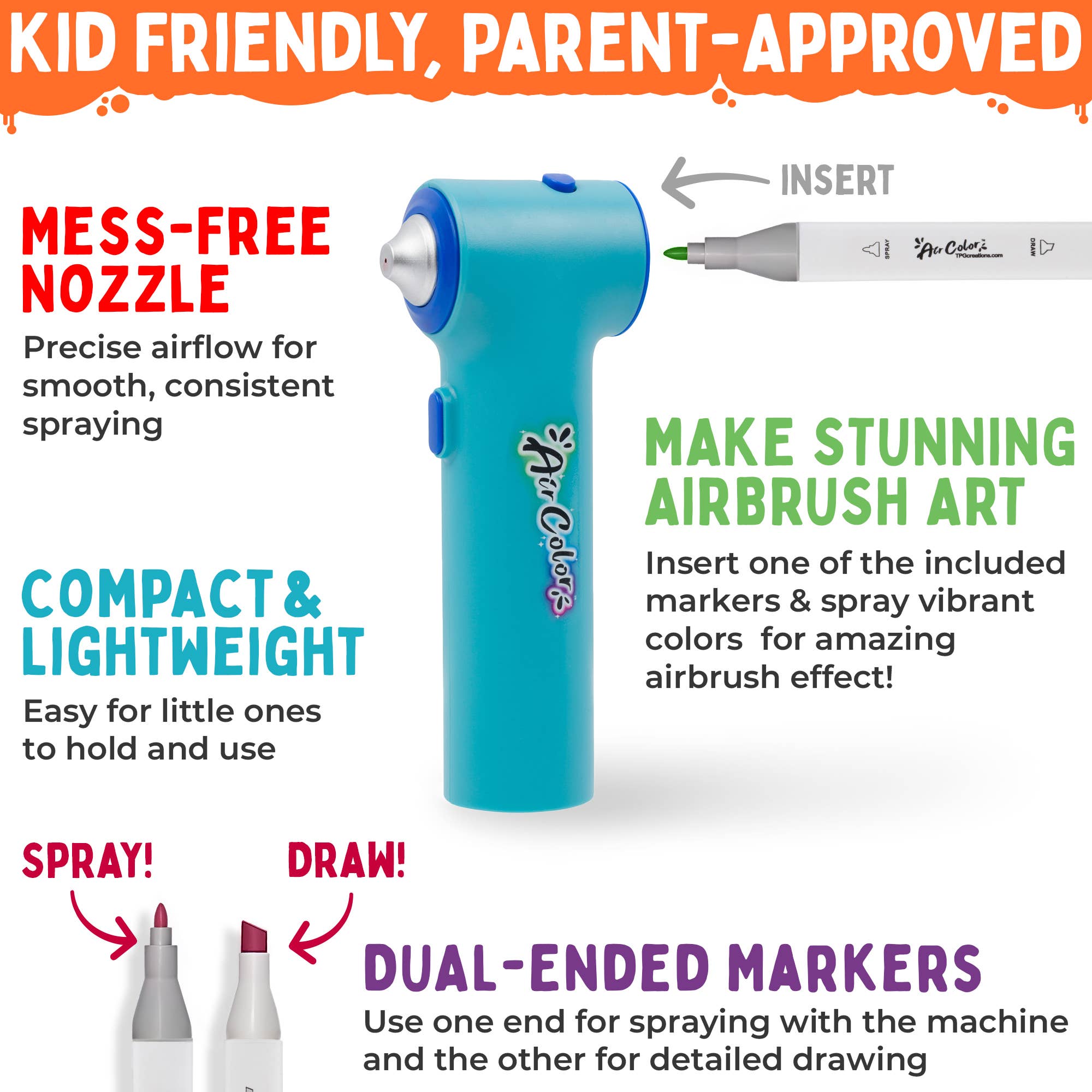 TPG Creations / The Pencil Grip - Aircolor Airbrush Kit (includes Markers & Stencils) TPG-490