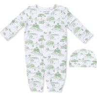 Angel Dear Golf Toile Green Convertible Gown & Beanie Hat