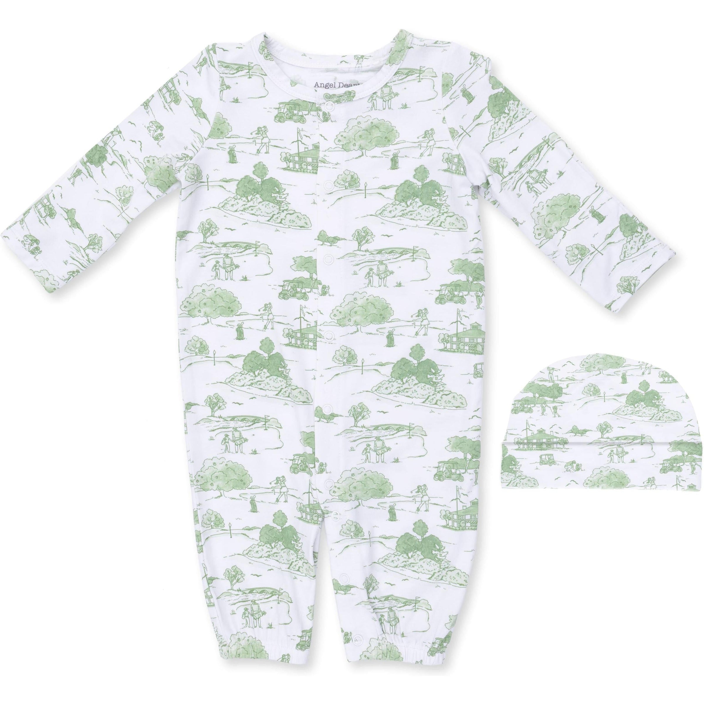 Angel Dear Golf Toile Green Convertible Gown & Beanie Hat