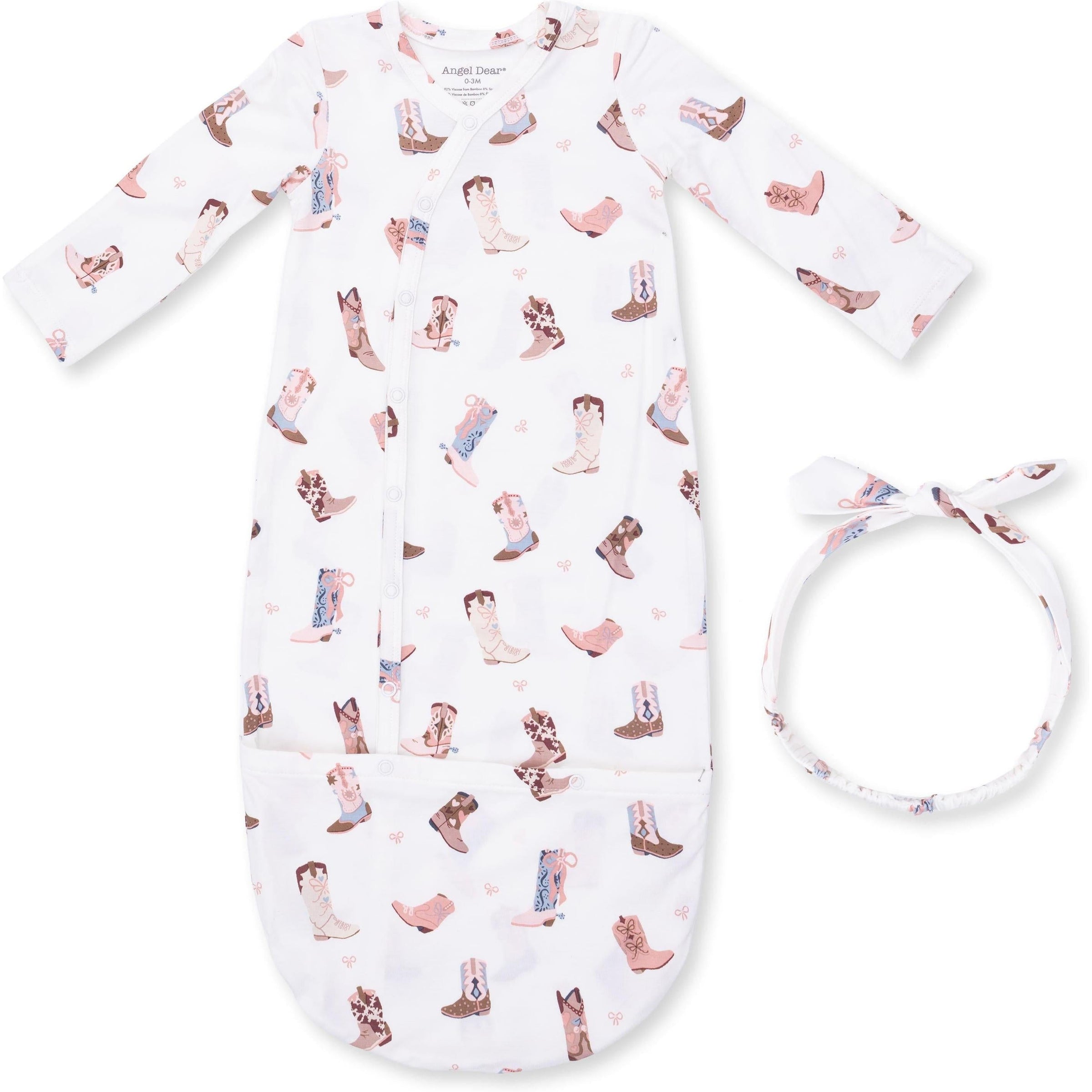 Angel Dear Buckarette Boots Bundle Gown & Knot Headband
