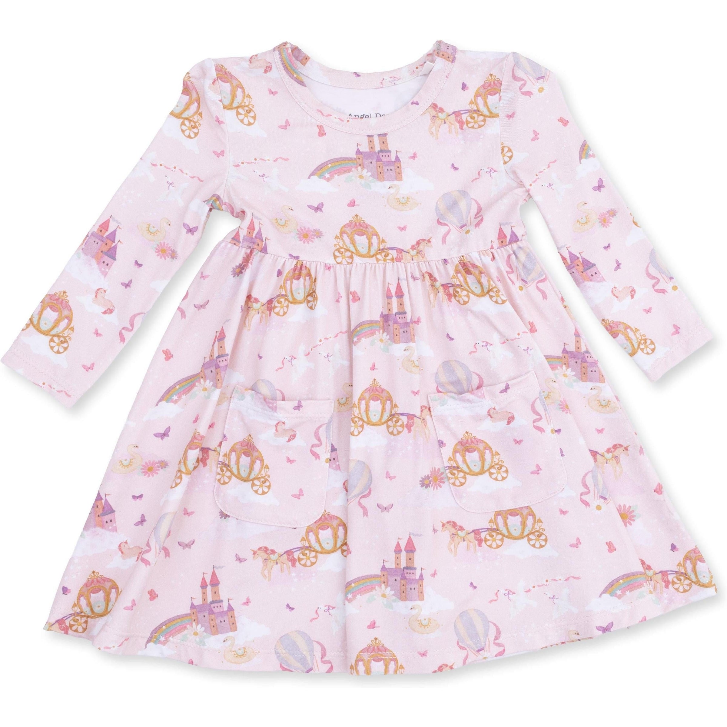 Angel Dear Princess Unicorns & Castle Twirly Long Sleeve Dress with Bike Short