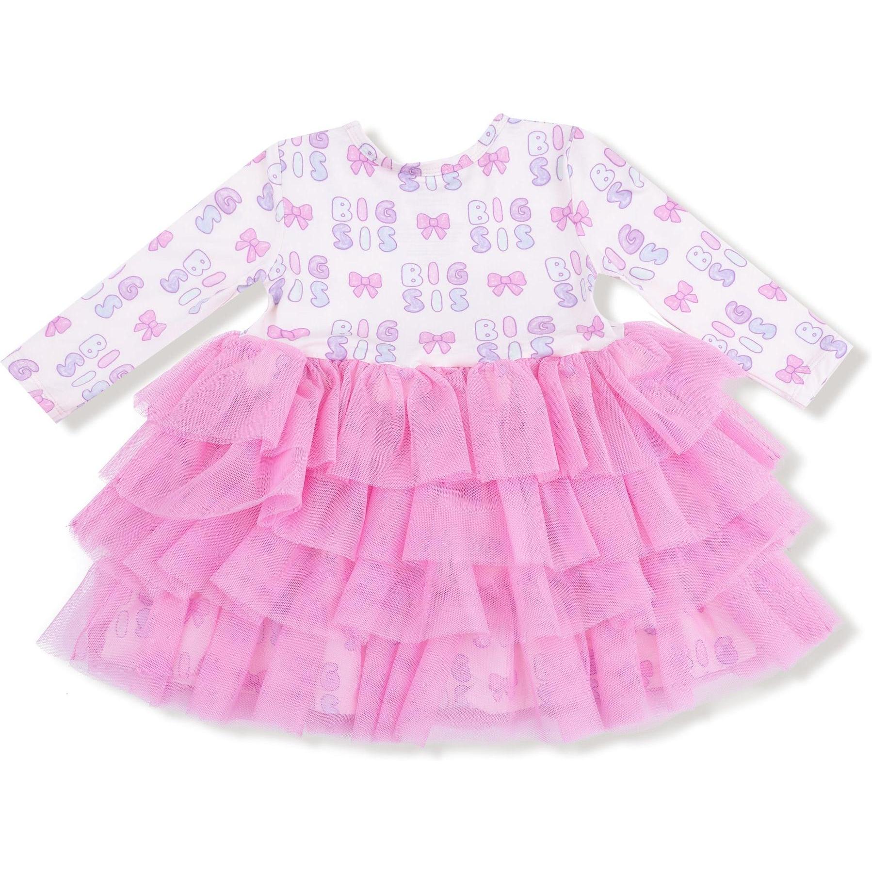 Angel Dear Big Sis Long Sleeve Layered Tulle Dress