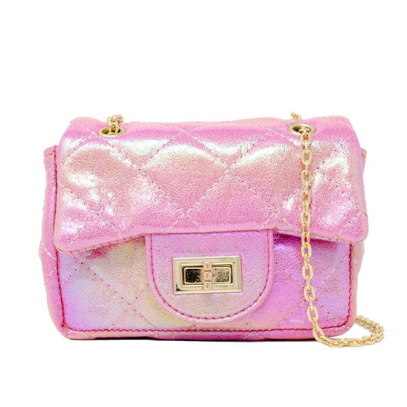 Tiny Treats Classic Quilted Shiny Mini Bag: Purple