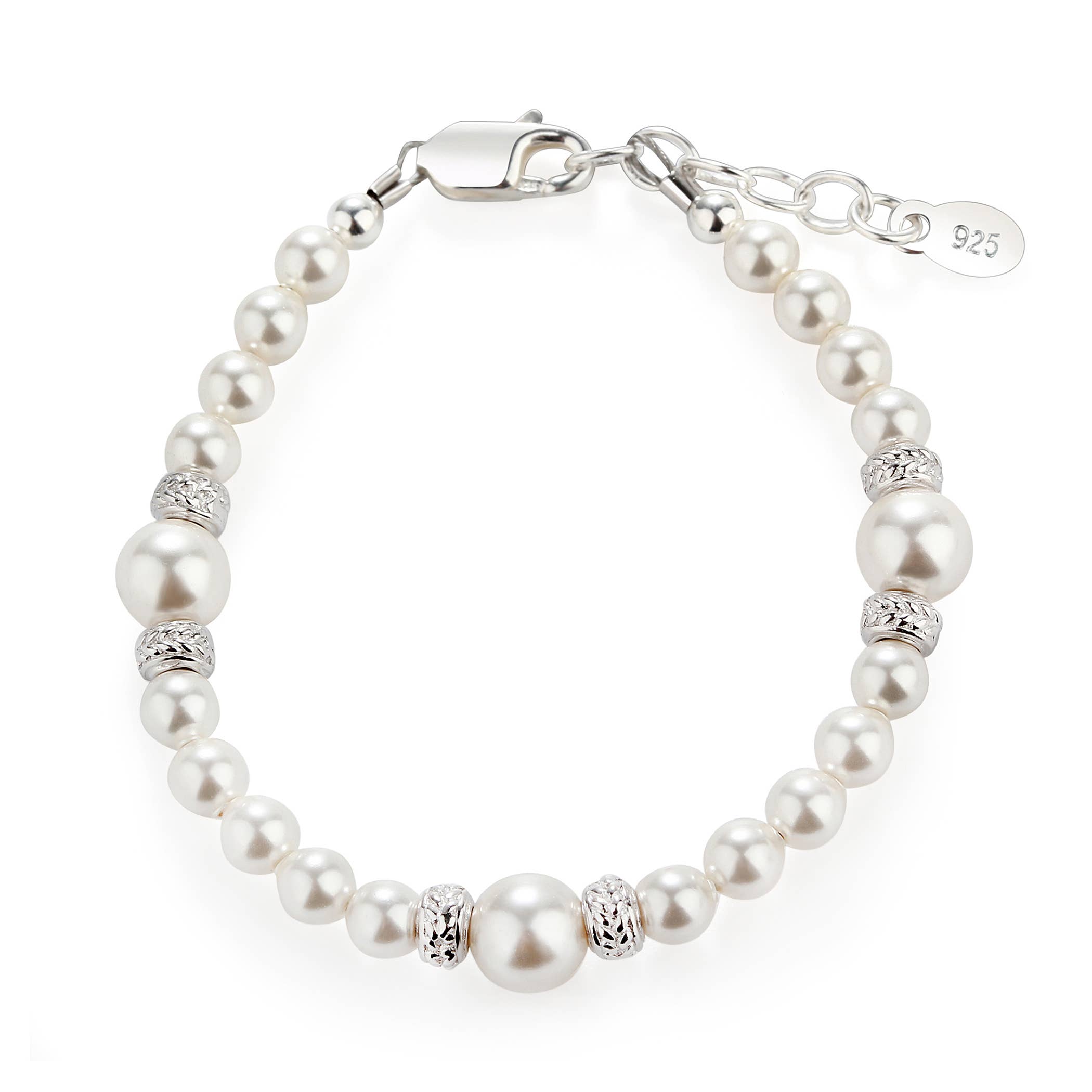 Cherished Moments - Girls Sterling Silver Pearl Baby & Children's Bracelet