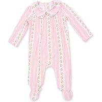 Angel Dear Antoinette Stripe Smocked Peter Pan Snap Footie