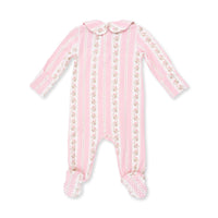 Angel Dear Antoinette Stripe Smocked Peter Pan Snap Footie