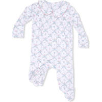 Angel Dear Golf Trellis Pink Smocked Peter Pan Snap Footie