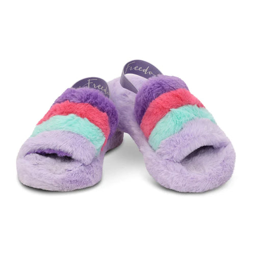 Iscream Purple Pink & Blue Furry Slippers