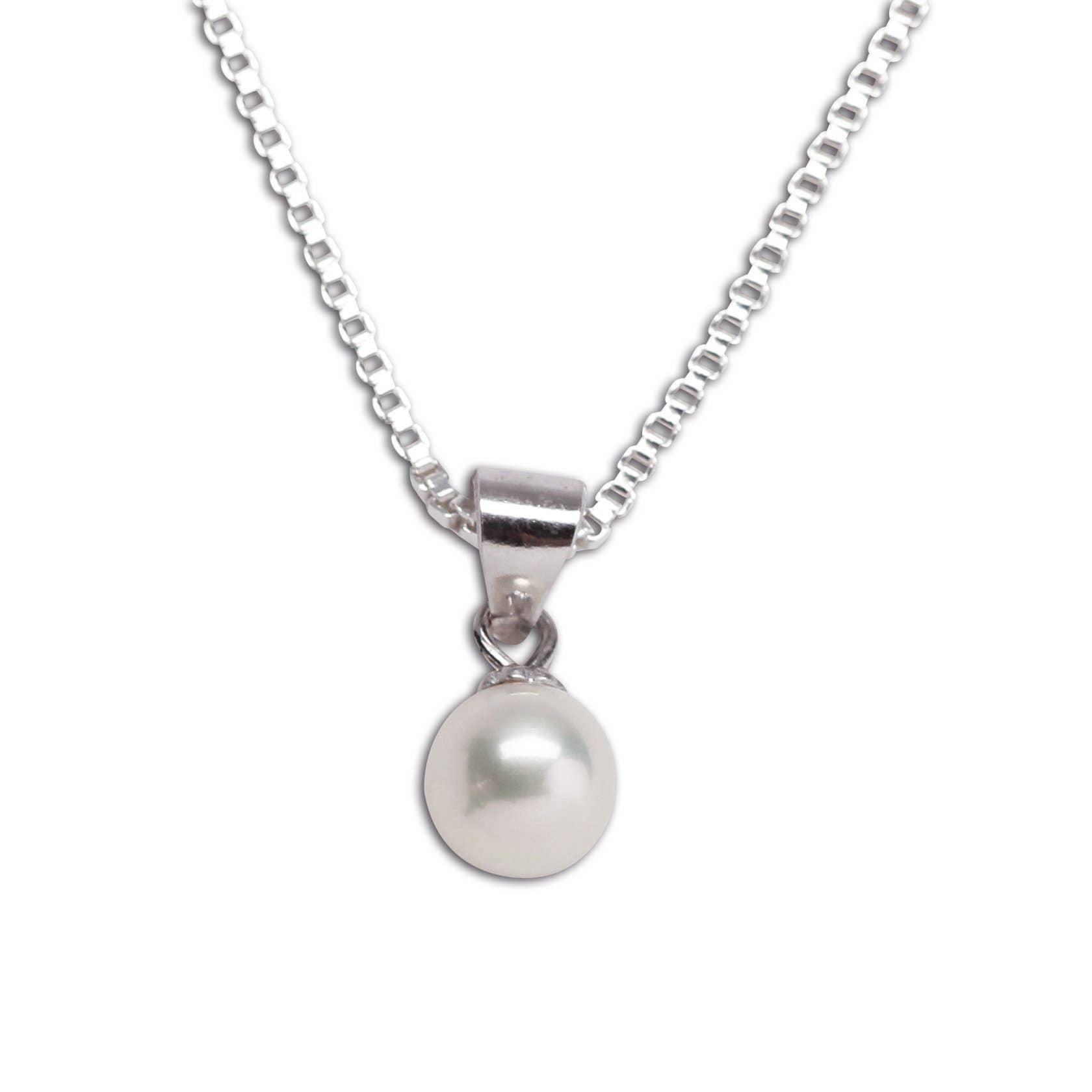 Cherished Moments - Sterling Silver Girls Pearl Pendant Necklace for Children