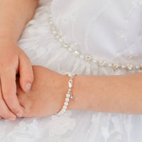 Cherished Moments Girls Silver Pearl Baby Baptism Bracelet, 1st Communion Gift: Medium 1-5 Years