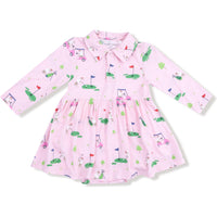 Angel Dear Dog Gone Golf Pink Long Sleeve Polo Bodysuit Dress