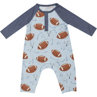 Angel Dear Footballs Blue Long Sleeve Raglan Romper